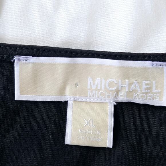 🎄 Michael Kors EUC Embellished sleeves stretchy clear gem top XL black - Picture 6 of 16